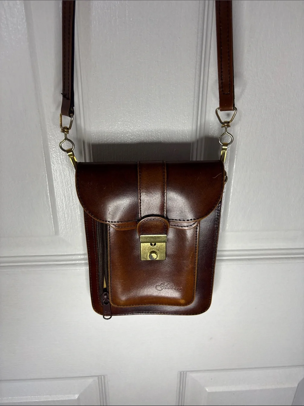 Brown Leather Crossbody Shoulder Bag for Men